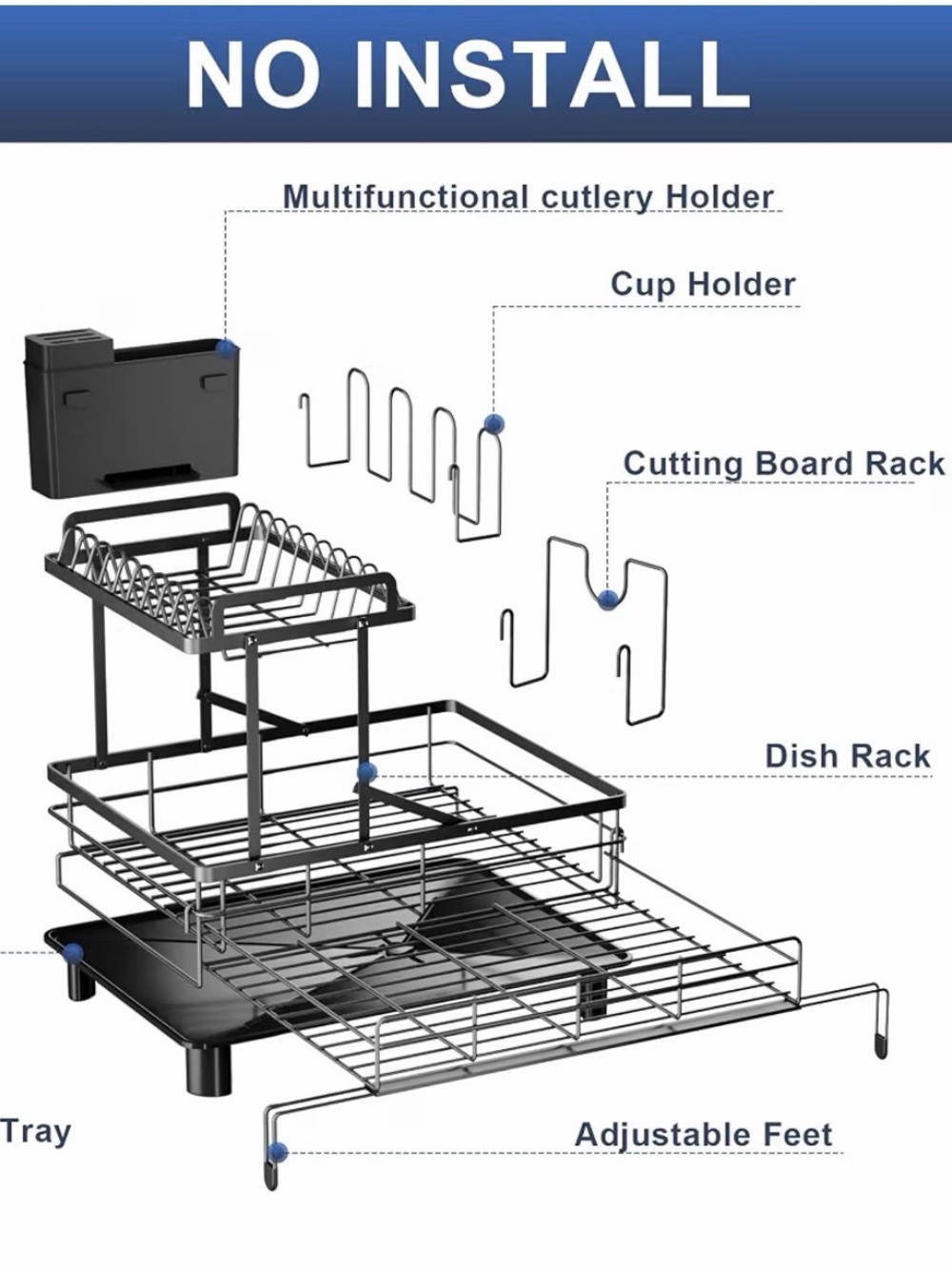 Dish Drying Rack for Kitchen Counter - Picture 2 of 2
